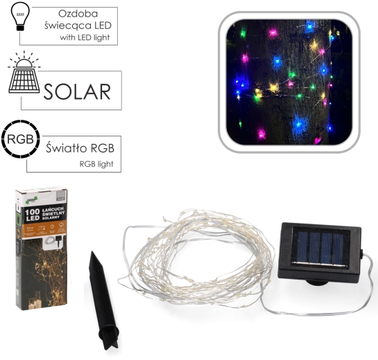 Guirlande lumineuse solaire EXTRALINK 100 LED, multicolore, 11,4 m