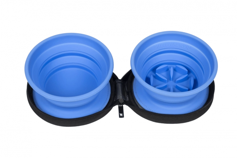 Gamelle double de voyage avec ralentisseur KIWI WALKER, bleu