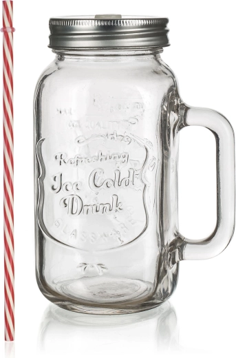 Tasse en verre avec couvercle et paille 700 ml MADEIRA