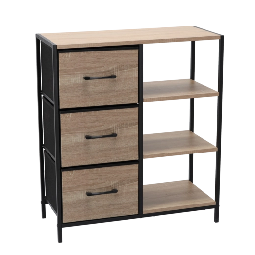 Meuble avec 3 tiroirs en tissu et étagères 70 × 30 × 80 cm