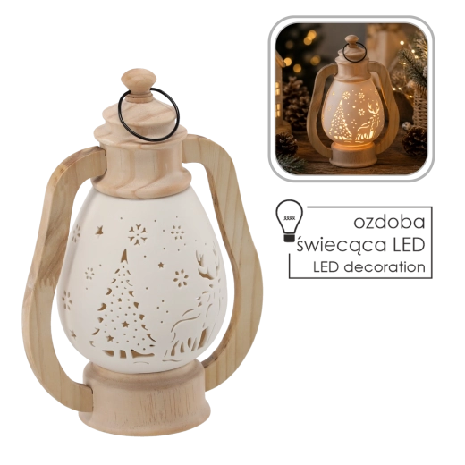 Figurine de Noël – lampion LED en céramique - 1 pièce