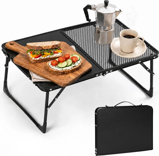 Multigarden table de camping pliante 60 × 40 cm en mallette, noir