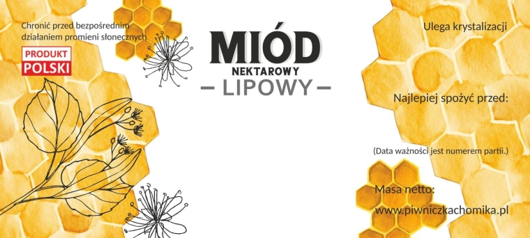 Lot d’étiquettes pour miel de tilleul en fleurs 116 × 50 mm, 100 pcs