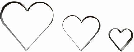 Set d’emporte-pièces en acier inoxydable cœur – grands, lisses, 3 pièces