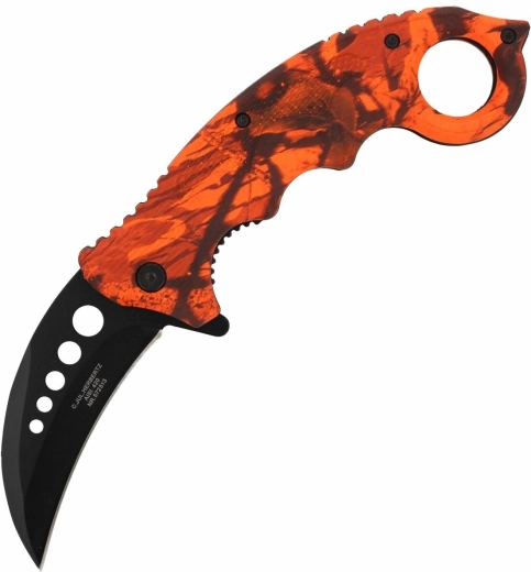 Couteau de poche karambit Herbertz CJH Camo Rouge, 7,3 cm