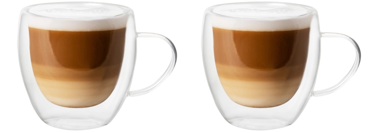 Set de 2 verres thermiques à double paroi avec anse 250 ml