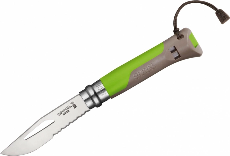 Opinel N°08 Outdoor Inox couteau de poche vert 8,5 cm avec sifflet