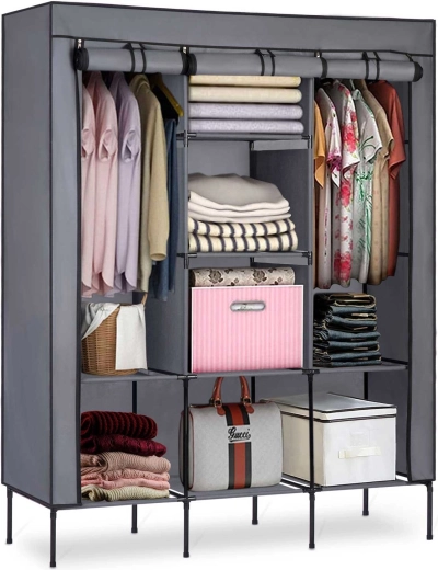 Armoire penderie en tissu Massido graphite 130 × 45 × 175 cm