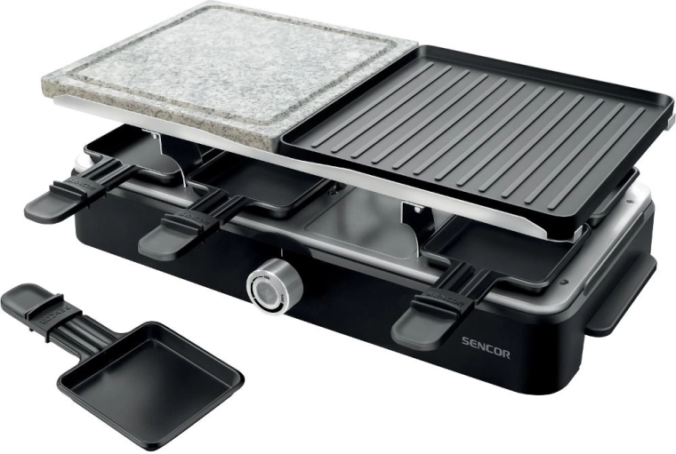 Gril raclette Sencor avec plaque en pierre et plaque striée