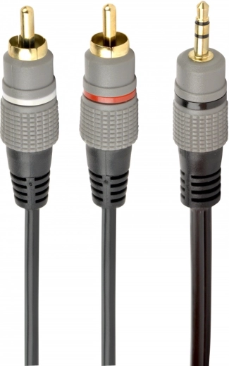 Câble audio stéréo jack 3,5 mm vers 2× RCA, 2,5 m, connecteurs dorés