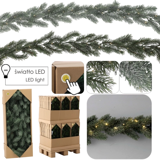 Guirlande de pin de Noël 180 cm avec éclairage LED