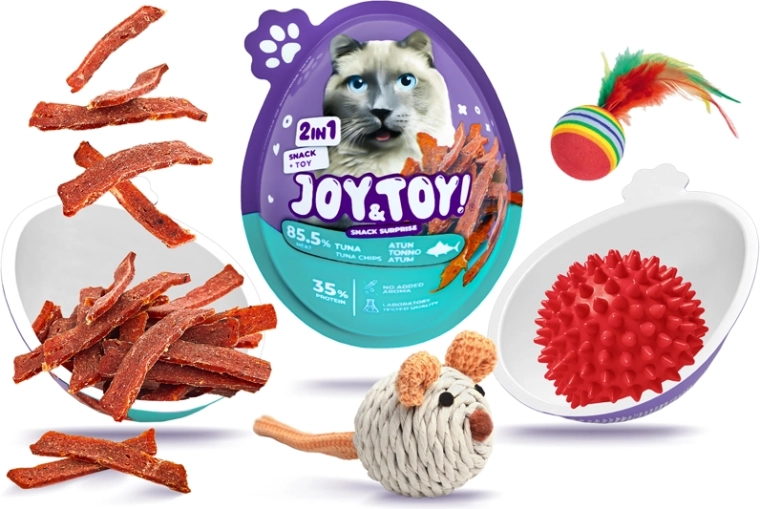 JOY&TOY! œuf pour chats avec surprise – chips de thon