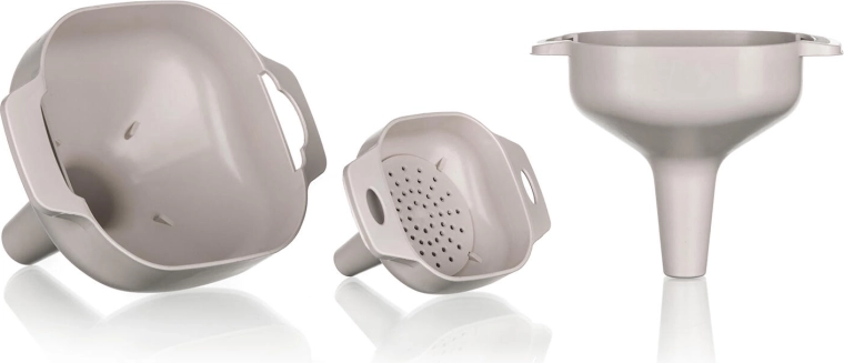 Set de 3 entonnoirs en plastique avec filtre CULINARIA, latte