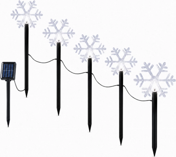 Éclairage LED solaire à piquer en forme de flocon de neige - 1 pièce