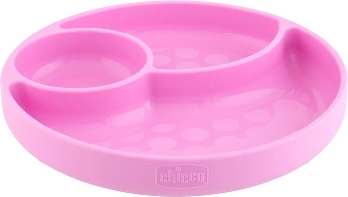 Assiette pour enfants en silicone avec ventouse CHICCO, rose