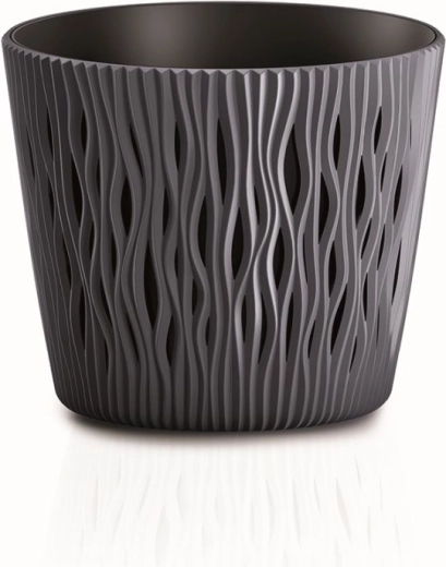 Pot Sandy Round avec insert 12,8 cm anthracite