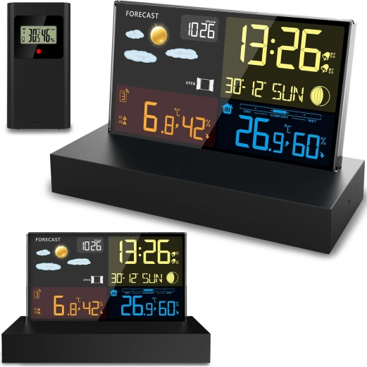 Station météorologique sans fil avec écran LCD couleur BD-912, noir