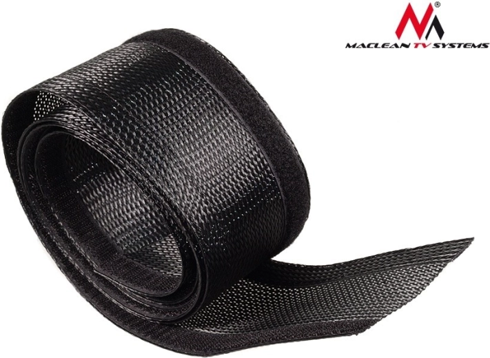 Maclean organiseur de câbles avec fermeture Velcro 1,8 m 85 mm noir