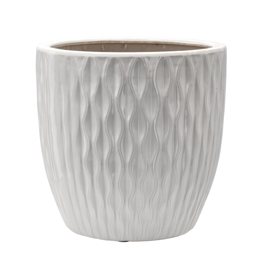 Cache-pot en céramique 39 × 39 × 39 cm blanc brillant