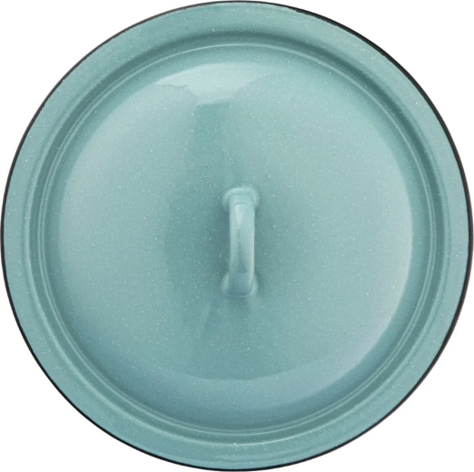Couvercle émaillé 22 cm – vert sauge, moucheté