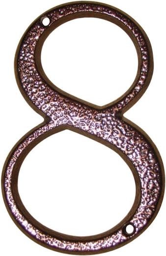 Numéro de maison 8 marron en zinc, hauteur 117 mm