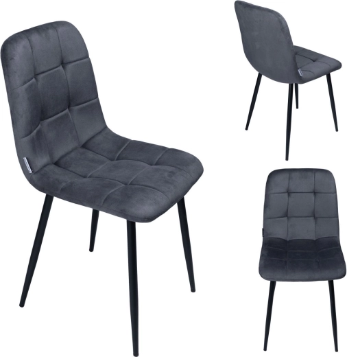 Chaise de salle à manger rembourrée en velours, style loft, graphite - 1 pièce