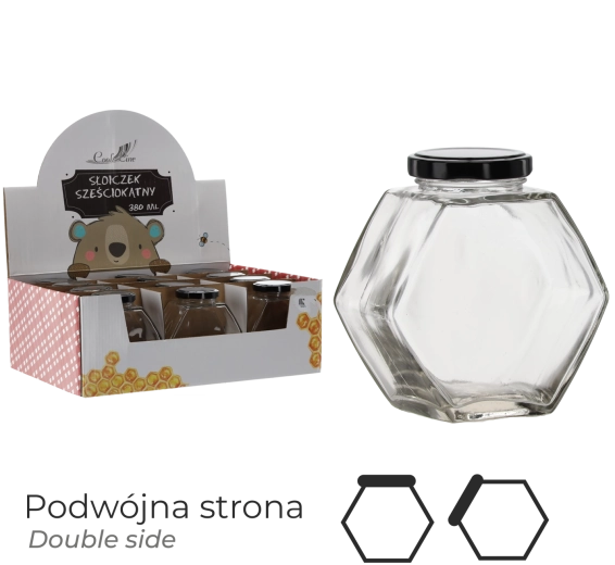Bocal hexagonal avec couvercle à vis 380 ml