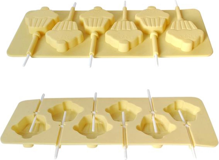 Moule en silicone pour sucettes en forme de muffin avec pailles, couleur crème