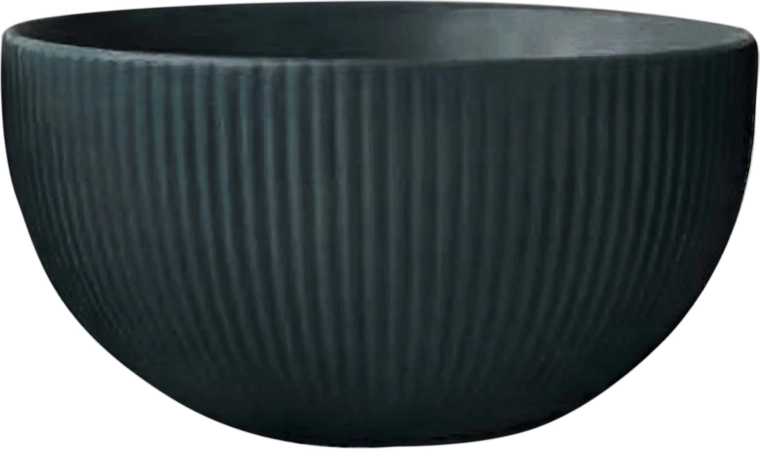 bol en céramique KITCHISIMO 320 ml, rainuré, vert foncé