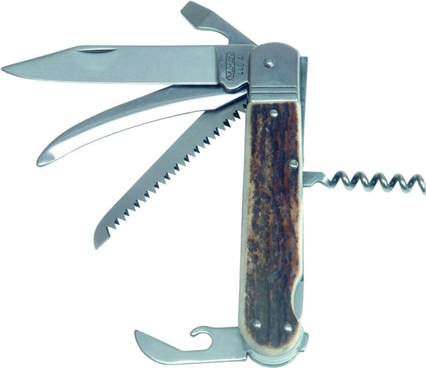 Mikov Fixir 232 XP couteau de chasse pliant avec plaquettes en bois de cerf, 6 fonctions