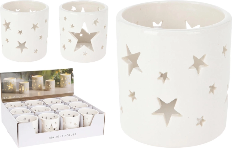 Photophore en porcelaine pour bougie chauffe-plat, blanc, 7,5 × 8 cm