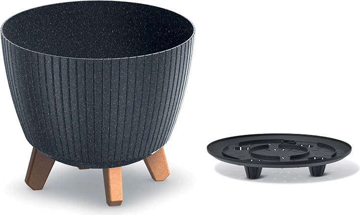Cache-pot Lamia Eco Wood anthracite 23,2 cm