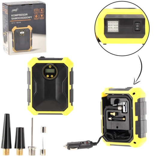 Compresseur auto 12 V 100 W avec écran numérique et lampe LED