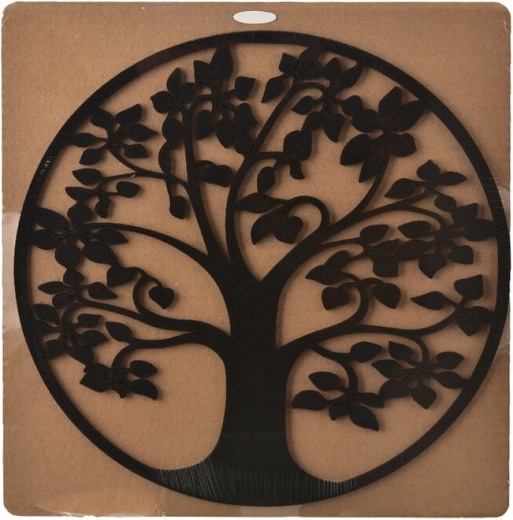 Arbre de vie – décoration murale en bois noir 28 × 28 cm