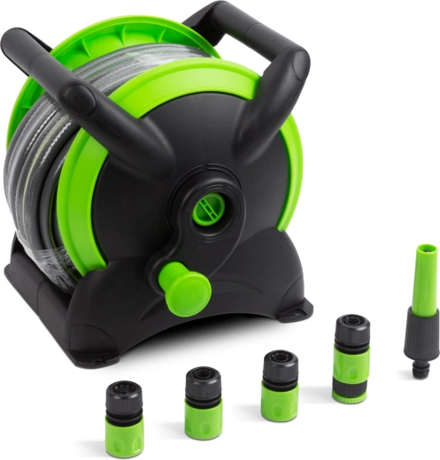 Kit d’arrosage de jardin avec tuyau de 15 m et dévidoir