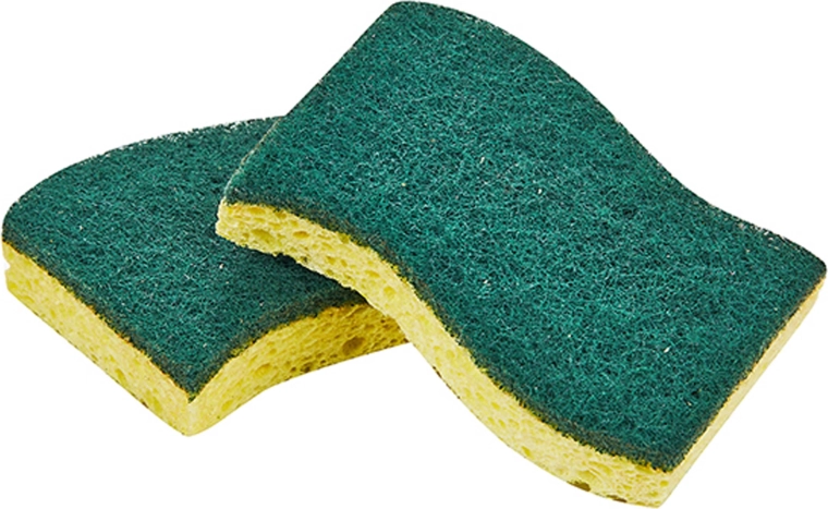 Éponge à vaisselle vert/jaune – lot de 2 pièces