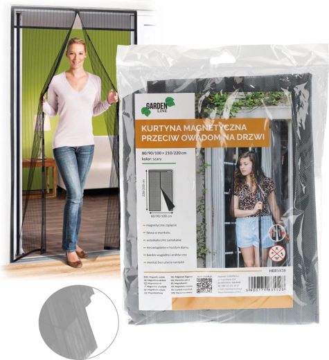 Moustiquaire magnétique pour porte, gris