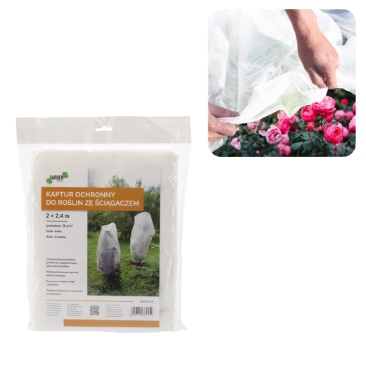 Housse de protection hivernale pour plantes 2 × 2,4 m avec cordon de serrage, 30 g, blanche