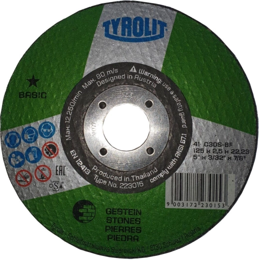 Disque à tronçonner pour pierre et fonte 125 × 2,5 × 22,2 mm