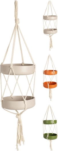 Abreuvoir et bain suspendus pour oiseaux avec corde, 2 bols de 15 cm, assortiment de couleurs