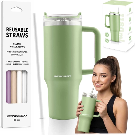 Berdsen gobelet isotherme sous vide avec paille 1180 ml vert - 1 pièce