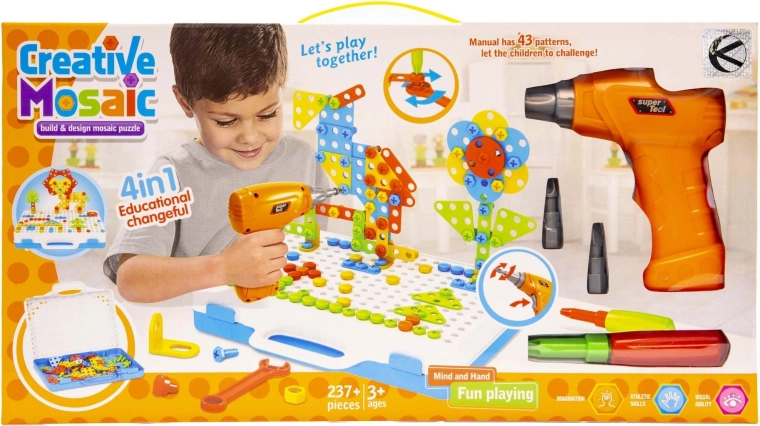 Kit créatif et éducatif de vissage dans une mallette avec outils - 1 pièce