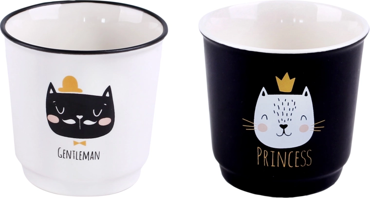 Set de tasses en céramique avec motif chat 100 ml, 6 pcs