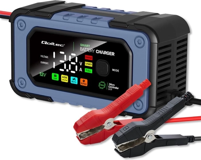 Chargeur intelligent de batteries Qoltec avec fonction de réparation 12V 7A LED 4 modes