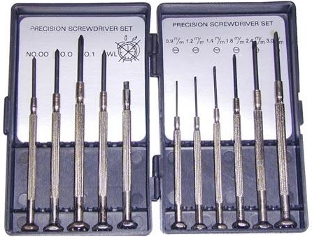 Jeu de tournevis d’horloger 11 pièces