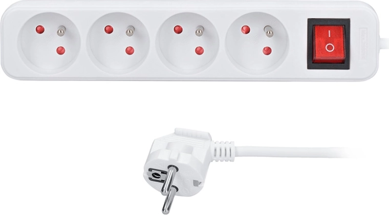 Rallonge Solight 3 m avec 4 prises et interrupteur, blanc