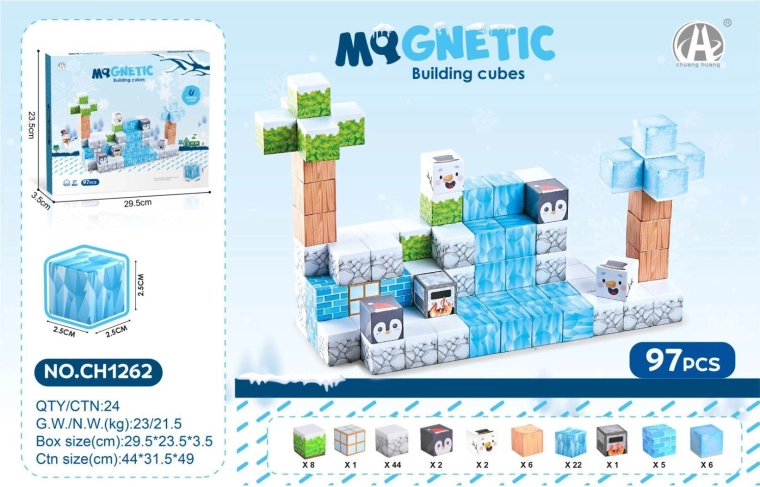 Ensemble de cubes magnétiques 3D pour enfants – 97 pièces