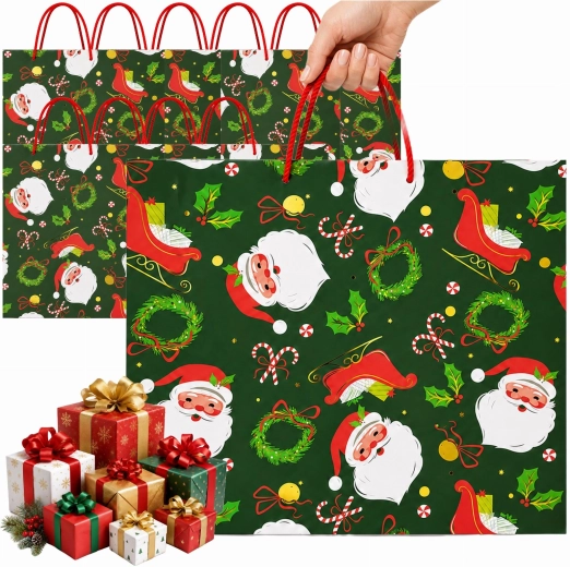 Sac cadeau de Noël avec motif du Père Noël - 1 pièce