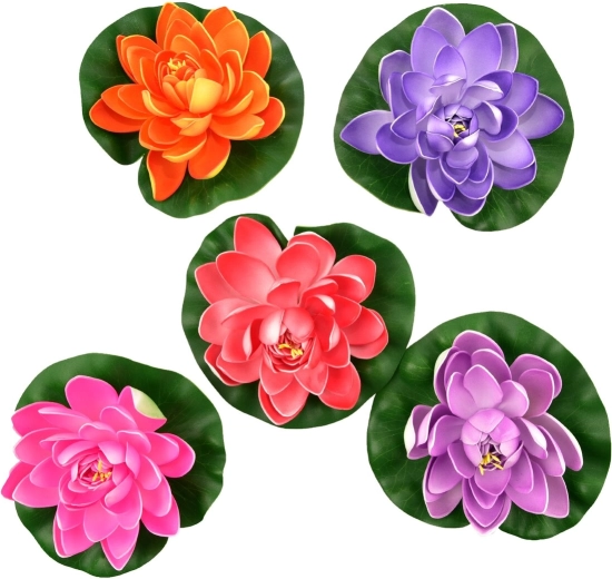 Décoration flottante Nénuphar en plastique UH 18 cm (assortiment de 5 couleurs)