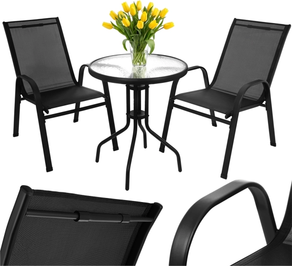 Ensemble de jardin pour balcon Gardlov – table et 2 chaises